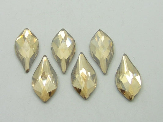 6 pcs. 10mm GOLDEN SHADOW FLAME FLAT BACK STAR BRIGHT Rhinestones
