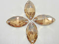 4 pcs. 18X9mm NAVETTE GOLDEN SHADOW SEW ON FLAT BACK STAR BRIGHT Rhinestones