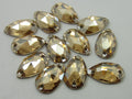 4 pcs. 18X10.5mm PEAR GOLDEN SHADOW SEW ON FLAT BACK STAR BRIGHT Rhinestones