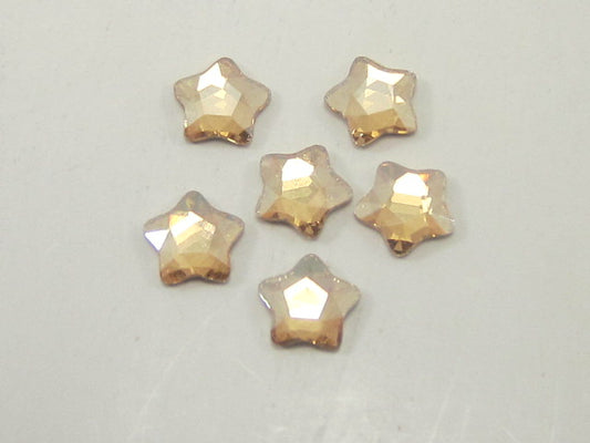 12 pcs. 4mm STAR GOLDEN SHADOW FLAT BACK STAR BRIGHT Rhinestones