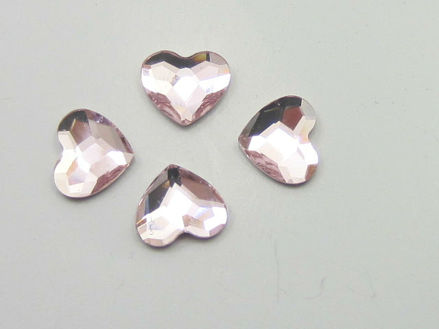 12 Pcs. HEART 6mm ROSALINE (pink) FLAT BACK European Rhinestones