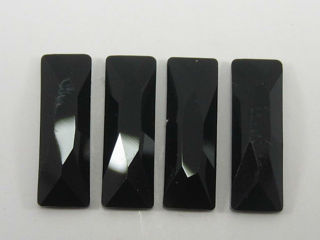 6 Pcs 15x5mm BAGUETTE  JET (maxima) FLAT BACK PRECIOSA Rhinestones
