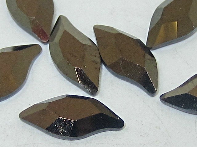 12 Pcs 10x5mm DIAMOND LEAF JET NUT HOT FIX European Rhinestones