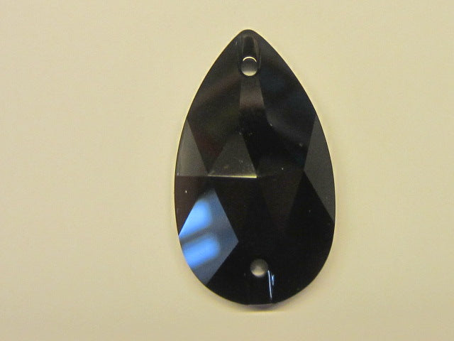 2 pcs. 28X17mm PEAR JET SEW ON FLAT BACK STAR BRIGHT Rhinestones