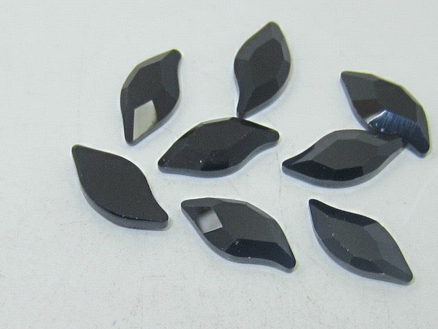 12 Pcs 10x5mm DIAMOND LEAF JET HOT FIX European Rhinestones