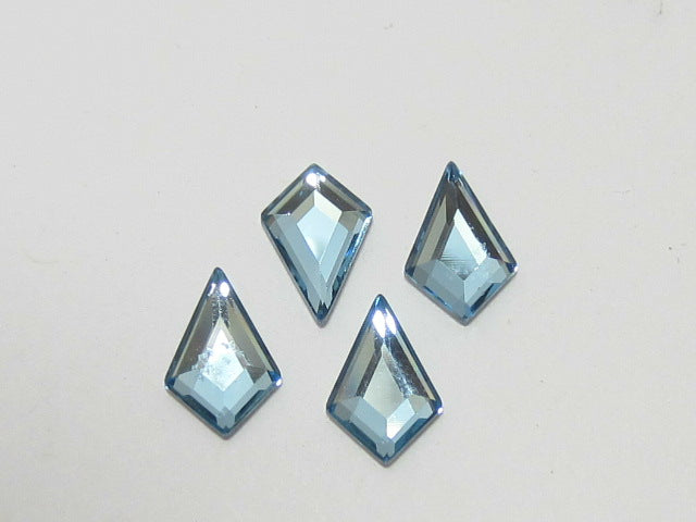12 pcs. KITE 8.6X5.6mm AQUAMARINE FLAT BACK European Rhinestones