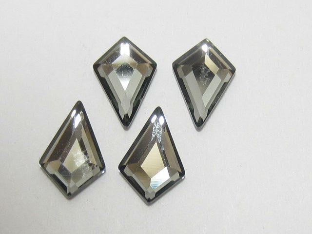 12 pcs. KITE 8.6X5.6mm BLACK DIAMOND FLAT BACK European Rhinestones