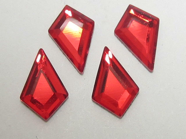 12 pcs. KITE 6.4x4.2 LIGHT SIAM FLAT BACK European Rhinestones