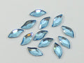 12 Pcs 10x5mm DIAMOND LEAF AQUAMARINE  HOT FIX European Rhinestones