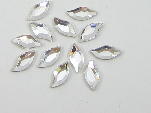 12 Pcs 10x5mm DIAMOND LEAF CRYSTAL FLATBACK European Rhinestones