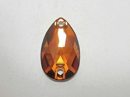 4 pcs. 18X10.5mm PEAR LIGHT AMBER SEW ON BRILLIANCE Rhinestones