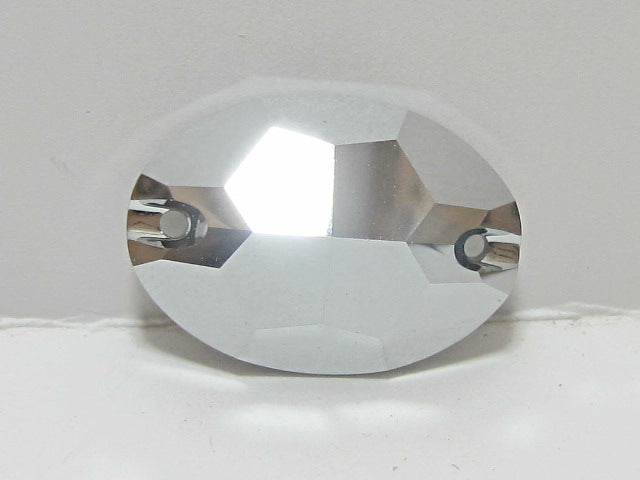 2 Pcs.  24X17mm OVAL LIGHT CHROME SEW ON STAR BRIGHT Rhinestone