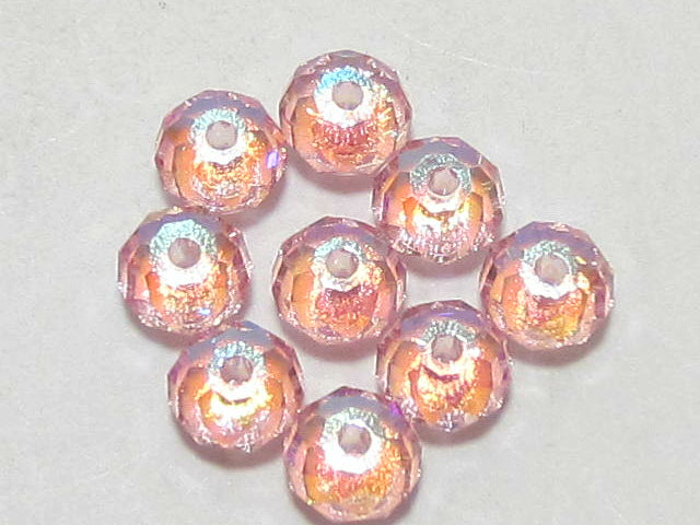 24 Pcs. RONDELLES 4mm LIGHT ROSE SHIMMER 2X 1 HOLE STAR BRIGHT Rhinestones