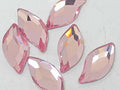 12 Pcs 10x5mm DIAMOND LEAF LIGHT ROSE HOT FIX European Rhinestones