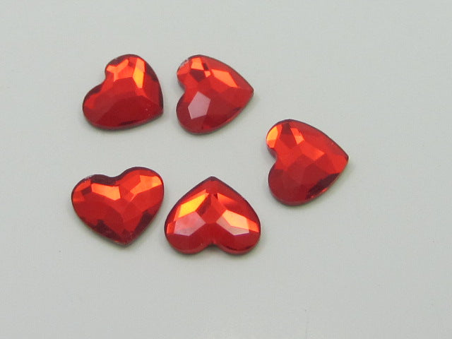 6 Pcs 10mm HEART LIGHT SIAM FLAT BACK STAR BRIGHT Rhinestones