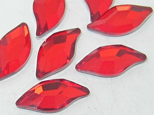 10x5mm DIAMOND LEAF LIGHT SIAM HOT FIX European Rhinestones 12pcs.