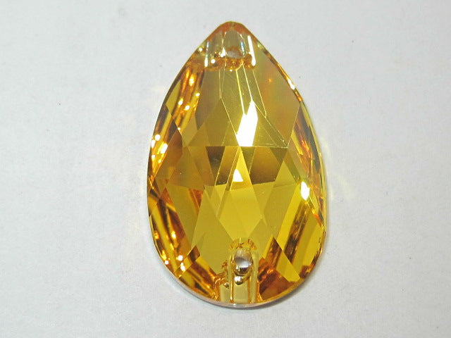 2pcs  28X17mm PEAR  LT. TOPAZ SEW ON FLAT BACK STAR BRIGHT Rhinestones