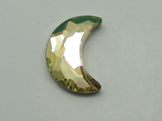 12 Pcs. 8x5.5mm MOON LUMINOUS GREEN FLAT BACK European Rhinestones