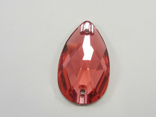 4 pcs. 28X17mm PEAR PADPARADSCHA SEW ON FLAT BACK European Rhinestones