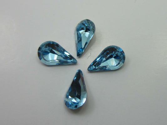 12pcs. 8x4.8mm PEAR SKINNY AQUAMARINE FOILED POINTED BACK European Rhinestones