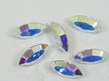 6pcs. 15x7mm NAVETTE CRYSTAL AB FOILED POINTED BACK European Rhinestones