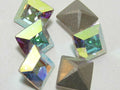 6pcs. 6mm SQUARE CRYSTAL AB (maxima) FOILED POINTED BACK Rhinestones
