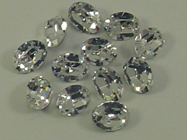 12pcs. 6X4mm CRYSTAL OVAL FOILED POINTED BACK European Rhinestones
