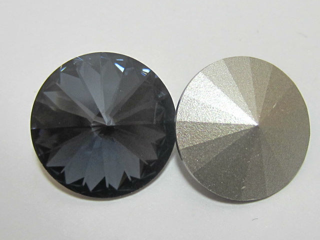 6 pcs. 14mm RIVOLI GRAPHITE POINTED BACK STAR BRIGHT Rhinestones