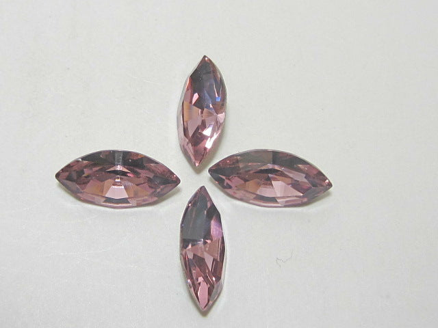 6pcs. 15X7mm LT. AMETHYST NAVETTE  POINTED BACK STAR BRIGHT Rhinestones