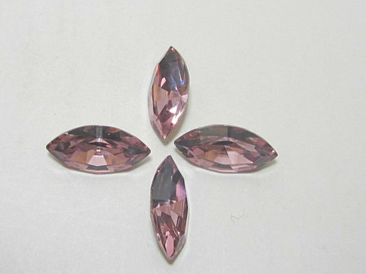 6pcs. 15X7mm LT. AMETHYST NAVETTE  POINTED BACK STAR BRIGHT Rhinestones