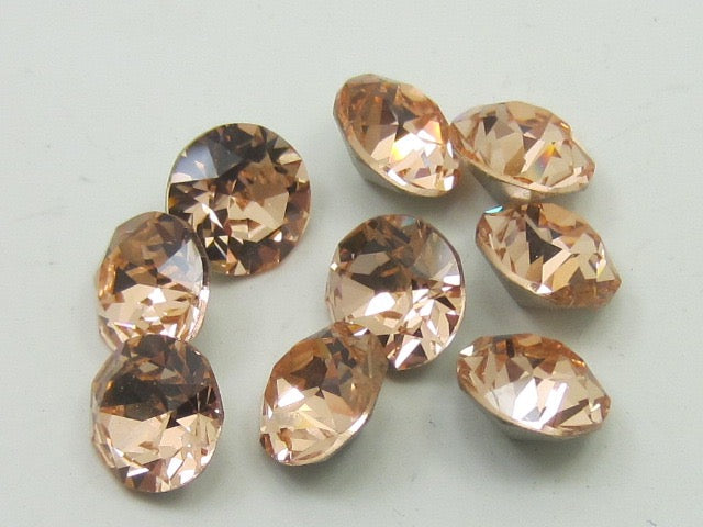 1gr 14pp LIGHT PEACH FOILED POINTED BACK European Rhinestones