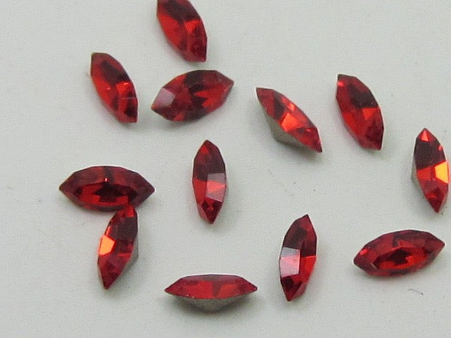 12pcs. 4x2mm LT. SIAM NAVETTE FOILED POINTED BACK European Rhinestones