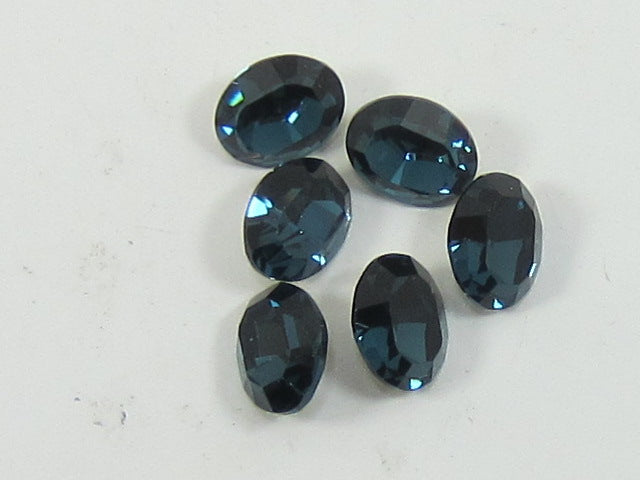12pcs. 10X8mm OVAL MONTANA FOILED POINTED BACK European Rhinestones