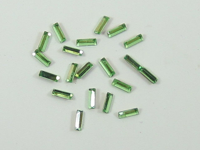24pcs. 5X2.5mm PERIDOT BAGUETTE FOILED POINTED BACK European Rhinestones