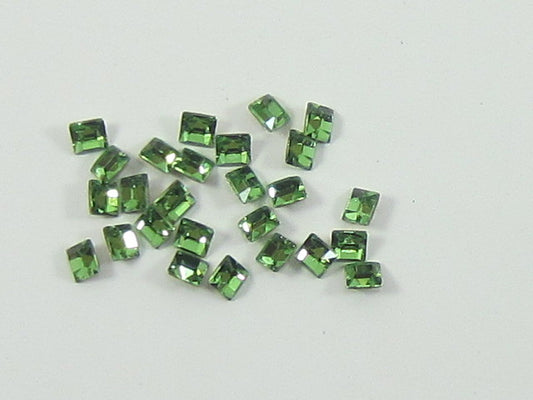 36pcs 3mm PERIDOT SQUARE FOILED POINTED BACK European Rhinestones