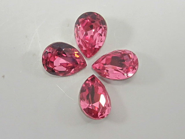 6pcs 6X4mm PEAR ROSE FOILED POINTED BACK European Rhinestones