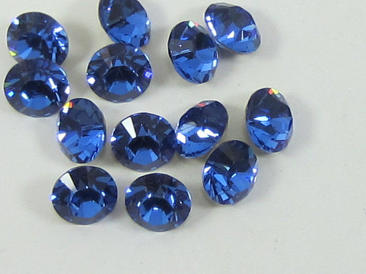 36pcs 24sss SAPPHIRE (maxima) FOILED POINTED BACK PRECIOSA Rhinestones