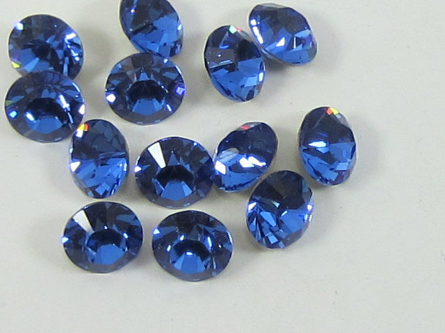 18pcs 34ss SAPPHIRE FOILED POINTED BACK European Rhinestones
