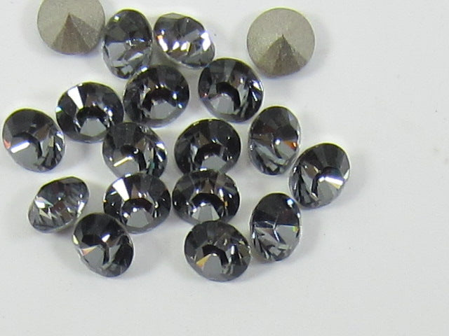 12pcs. 39ss SILVER NIGHT FOILED POINTED BACK European Rhinestones