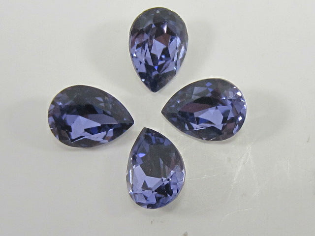 6pcs 6X4mm PEAR TANZANITE  FOILED POINTED BACK European Rhinestones