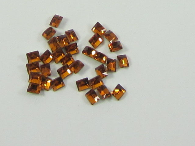 36pcs 3mm TOPAZ SQUARE FOILED POINTED BACK European Rhinestones