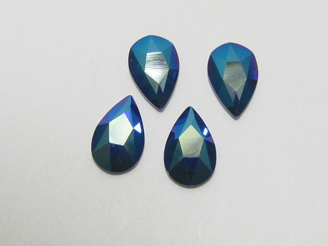 12 Pcs.8X5mm PEAR COBALT SHIMMER FLAT BACK European Rhinestones