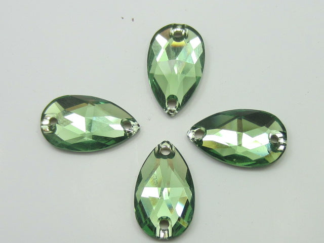 6 pcs. 18x10.5mm PEAR ERINITE SEW ON FLAT BACK European Rhinestones