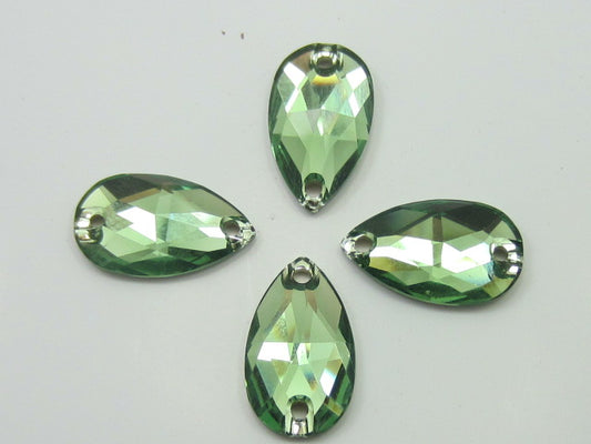 6 pcs. 18x10.5mm PEAR ERINITE SEW ON FLAT BACK European Rhinestones