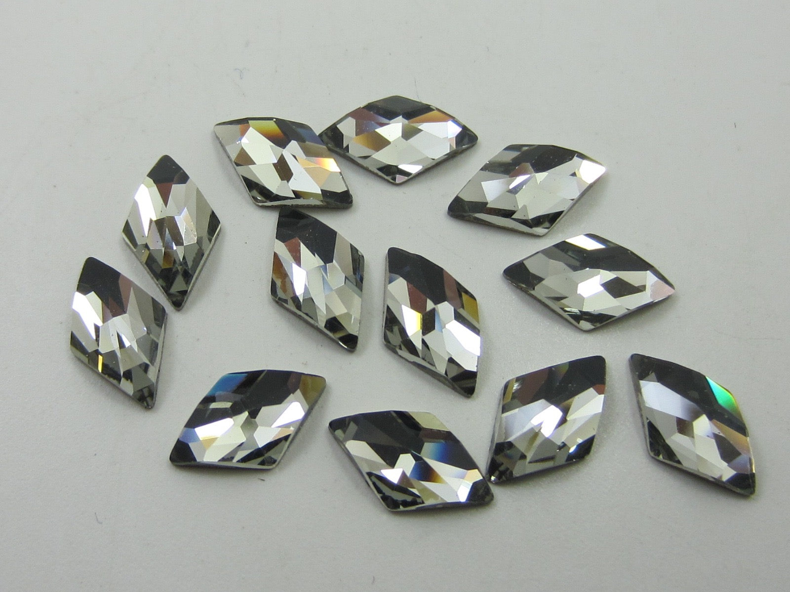 6 Pcs. 10x6mm RHOMBUS BLACK DIAMOND FLAT BACK European Rhinestones