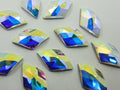 6 Pcs. 13x8mm RHOMBUS CRYSTAL AB FLAT BACK STAR BRIGHT Rhinestones