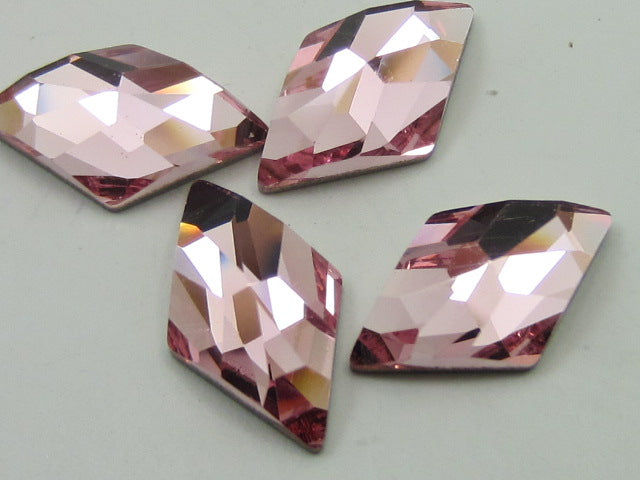 6 Pcs. 13x8mm RHOMBUS LT. ROSE FLAT BACK European Rhinestones