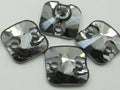 6 pcs. 12mm SQUARE  RIVOLI SILVER NIGHT SEW ON  FLAT BACK European Rhinestones