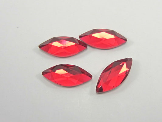 12 pcs. 8X3.5mm MARQUISE SCARLET FLAT BACK STAR BRIGHT Rhinestones