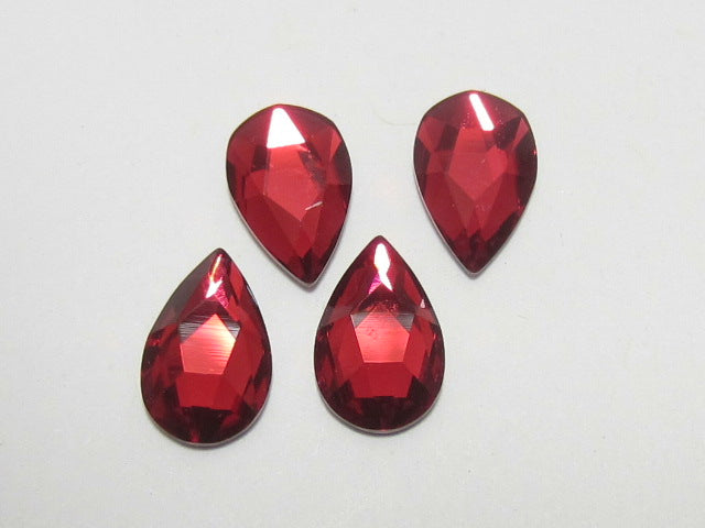 6 Pcs 14x9mm PEAR SCARLET FLAT BACK STAR BRIGHT Rhinestones